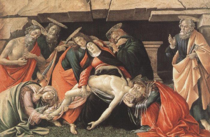 Sandro Botticelli Lament fro Christ Dead,with st jerome,St Paul and St Peter (mk36) France oil painting art
